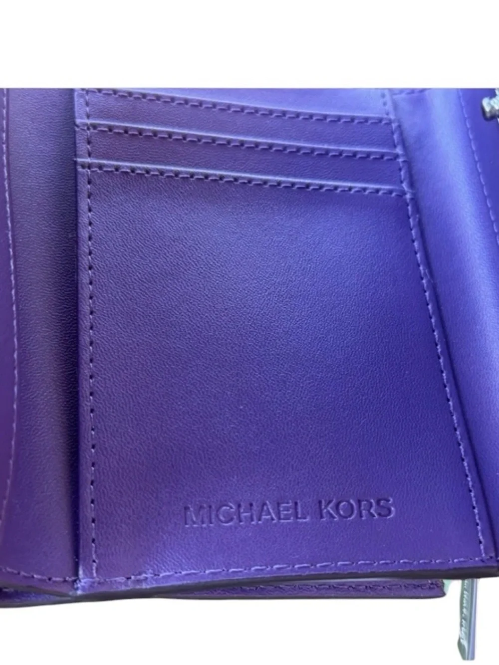 Michael Kors Lavender and Violet Leather Trifold Wallet